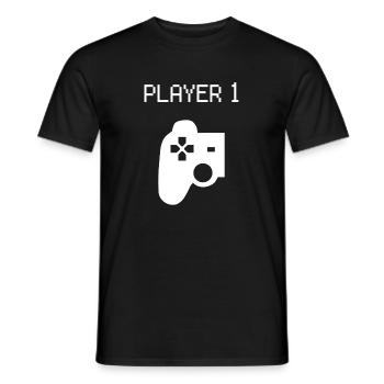 Player 1 Gamer Partnerlook Familie Freunde Partner - Männer T-Shirt - Schwarz - Vorne - AI Model Male 178 light (178cm)