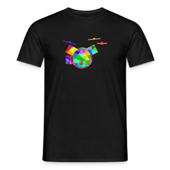Tambours arc-en-ciel colorés Batterie de musique arc-en-ciel - T-shirt homme - noir - Devant - AI Model Male 178 light (178cm)