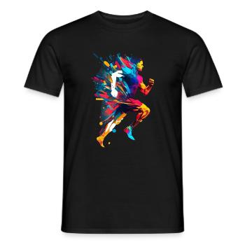 ErSa Solutions 23. Sport and health: Colorful runner - Men's T-Shirt - black - Front - AI Model Male 178 light (178cm)