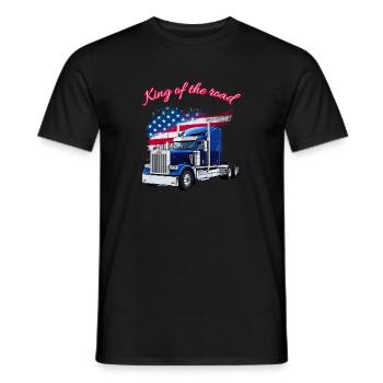 US Truck America with Flag - King of the road - Men's T-Shirt - black - Front - AI Model Male 178 light (178cm)