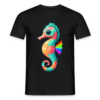 Conception d’hippocampe colorée avec des couleurs arc-en-ciel - T-shirt homme - noir - Devant - AI Model Male 178 light (178cm)
