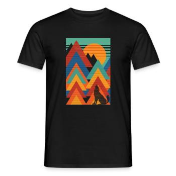 Landschaft (Wolf, Dreiecke) - Männer T-Shirt - Schwarz - Vorne - AI Model Male 178 light (178cm)