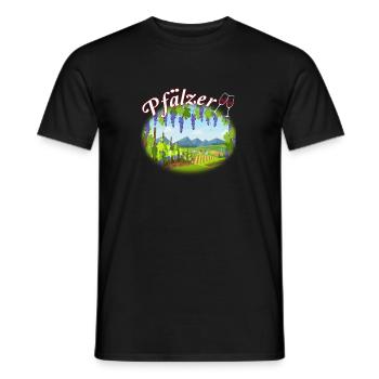 100% Pfälzer Pälzer Palz Pfalz Mundart Dialekt - Männer T-Shirt - Schwarz - Vorne - AI Model Male 178 light (178cm)