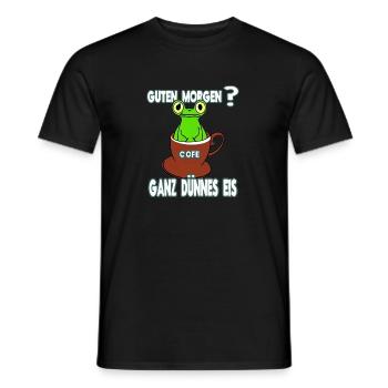 Ganz Dünnes Eis Morgenmuffel Frosch Kaffee - Männer T-Shirt - Schwarz - Vorne - AI Model Male 178 light (178cm)