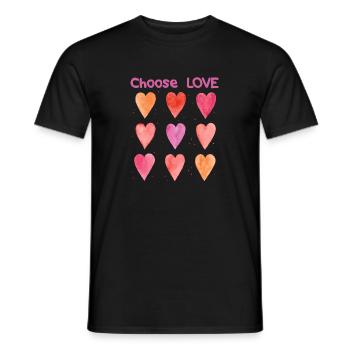 Cœurs d’amour - T-shirt homme - noir - Devant - AI Model Male 178 light (178cm)