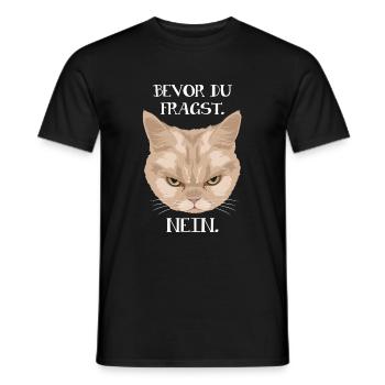 Grumpy Cat - Bevor du fragst_Nein (Katze) - Männer T-Shirt - Schwarz - Vorne - AI Model Male 178 light (178cm)
