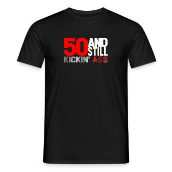50 and still kickin' A$$ - Männer T-Shirt - Schwarz - Vorne - AI Model Male 178 light (178cm)