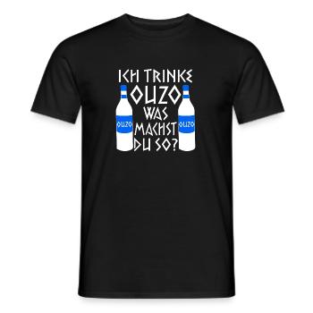 Ich trinke Ouzo was machst du so Flaschen - Männer T-Shirt - Schwarz - Vorne - AI Model Male 178 light (178cm)