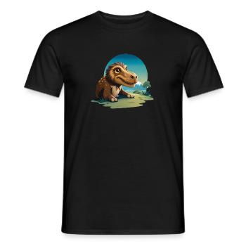 Dinosaur walking in the grass - Men's T-Shirt - black - Front - AI Model Male 178 light (178cm)