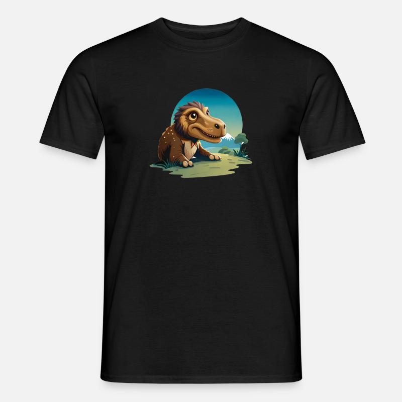 Dinosaur walking in the grass - Men’s T-shirt - black