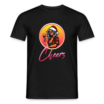 Christmas Party Woman Wine, Ugly Christmas - Men's T-Shirt - black - Front - AI Model Male 178 light (178cm)