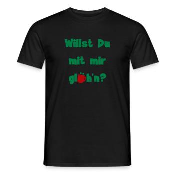 Willst Du mit mir glühn? - Männer T-Shirt - Schwarz - Vorne - AI Model Male 178 light (178cm)
