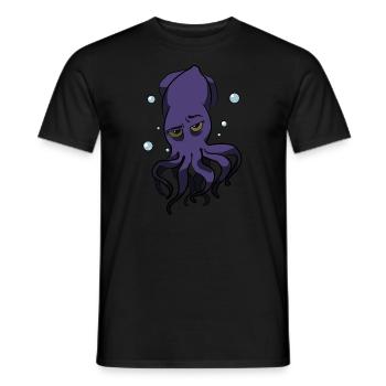 Cartoon comic squid, octupus - Men's T-Shirt - black - Front - AI Model Male 178 light (178cm)