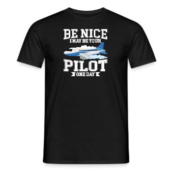 Drôle pilote avion passager avion volant - T-shirt homme - noir - Devant - AI Model Male 178 light (178cm)