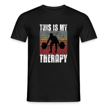 Bodybuilding is my therapy Bpdybuilder GYM Retro - Männer T-Shirt - Schwarz - Vorne - AI Model Male 178 light (178cm)