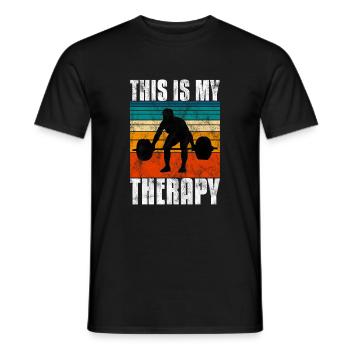 Bodybuilding is my therapy Bpdybuilder GYM Retro - Men's T-Shirt - black - Front - AI Model Male 178 light (178cm)