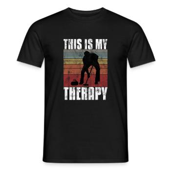 Curling is my Therapy Curler Eisstockschießen - Men's T-Shirt - black - Front - AI Model Male 178 light (178cm)