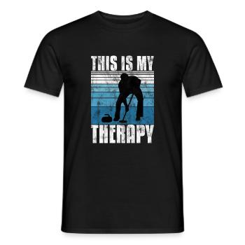 Curling is my Therapy Curler Eisstockschießen - Men's T-Shirt - black - Front - AI Model Male 178 light (178cm)
