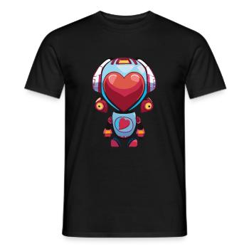 Roboter Manga Mädchen Herz - Männer T-Shirt - Schwarz - Vorne - AI Model Male 178 light (178cm)