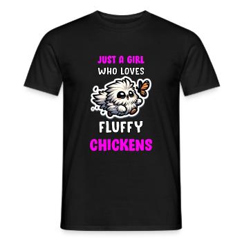Juste une fille qui aime les poulets moelleux Soyeux - T-shirt homme - noir - Devant - AI Model Male 178 light (178cm)