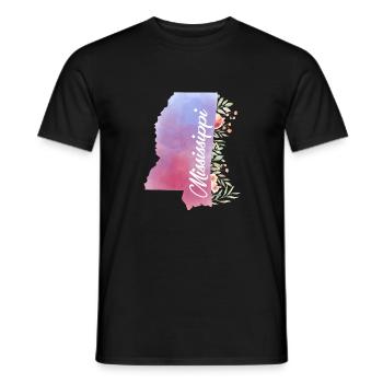 Karte von Mississippi mit Blumen - Männer T-Shirt - Schwarz - Vorne - AI Model Male 178 light (178cm)