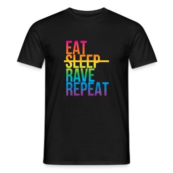 Rave - Eat sleep repeat3 - Männer T-Shirt - Schwarz - Vorne - AI Model Male 178 light (178cm)