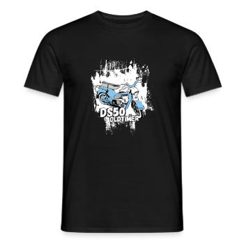 DS50 / conducteur d'hirondelle / Ostalgie / cyclomoteur oldtimer - T-shirt homme - noir - Devant - AI Model Male 178 light (178cm)