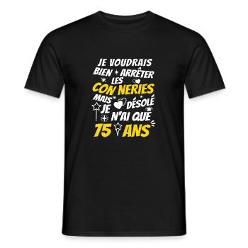 conneries 75 ans / cadeau anniversaire 75 ans - T-shirt homme - noir - Devant - AI Model Male 178 light (178cm)