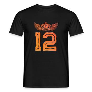 12 Zahl Krone - Männer T-Shirt - Schwarz - Vorne - AI Model Male 178 light (178cm)