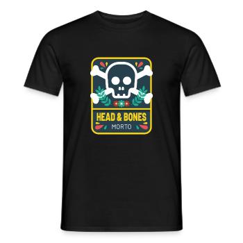 Head and bones flowers - Men's T-Shirt - black - Front - AI Model Male 178 light (178cm)