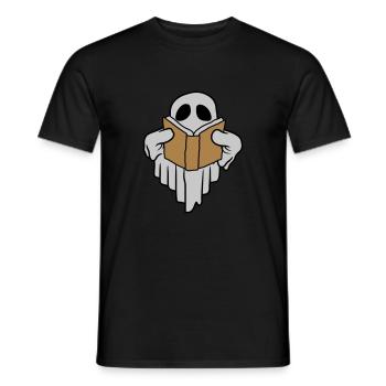 Book-reading funny ghost - Men's T-Shirt - black - Front - AI Model Male 178 light (178cm)