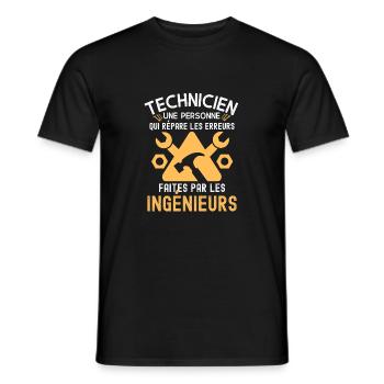Humour technicien - T-shirt homme - noir - Devant - AI Model Male 178 light (178cm)