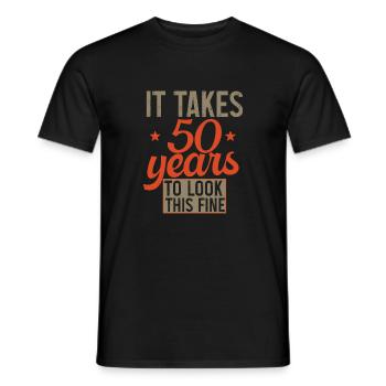 It takes 50 years retro birthday gift - T-shirt homme - noir - Devant - AI Model Male 178 light (178cm)