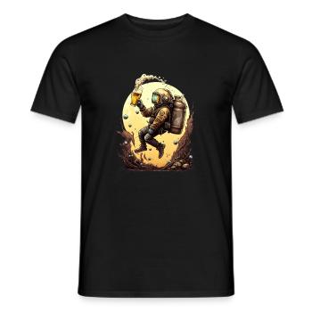 Funny Deep Sea Diver Beer Motif Illustration - Men's T-Shirt - black - Front - AI Model Male 178 light (178cm)