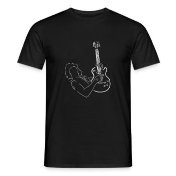 White silhouette of a guitarist. Electric guitar. - Men's T-Shirt - black - Front - AI Model Male 178 light (178cm)