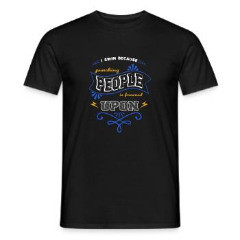 Funny Swim Tshirts Quote Bicycle Swimming Pool - Men's T-Shirt - black - Front - AI Model Male 178 light (178cm)