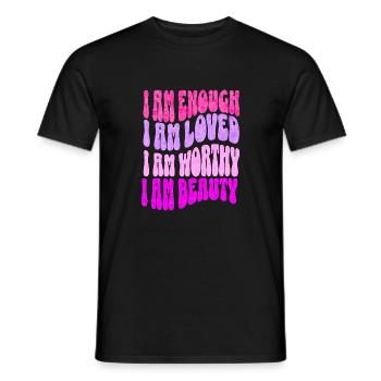 I am enough Self-love affirmation - Men's T-Shirt - black - Front - AI Model Male 178 light (178cm)
