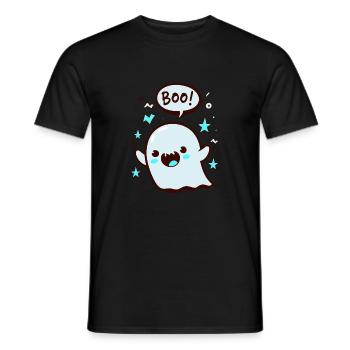 Spooky Cute Kawaii Ghost Design - Boo - Men's T-Shirt - black - Front - AI Model Male 178 light (178cm)
