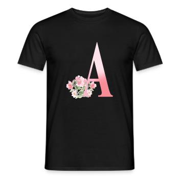 Buchstabe A mit Blumen - Männer T-Shirt - Schwarz - Vorne - AI Model Male 178 light (178cm)
