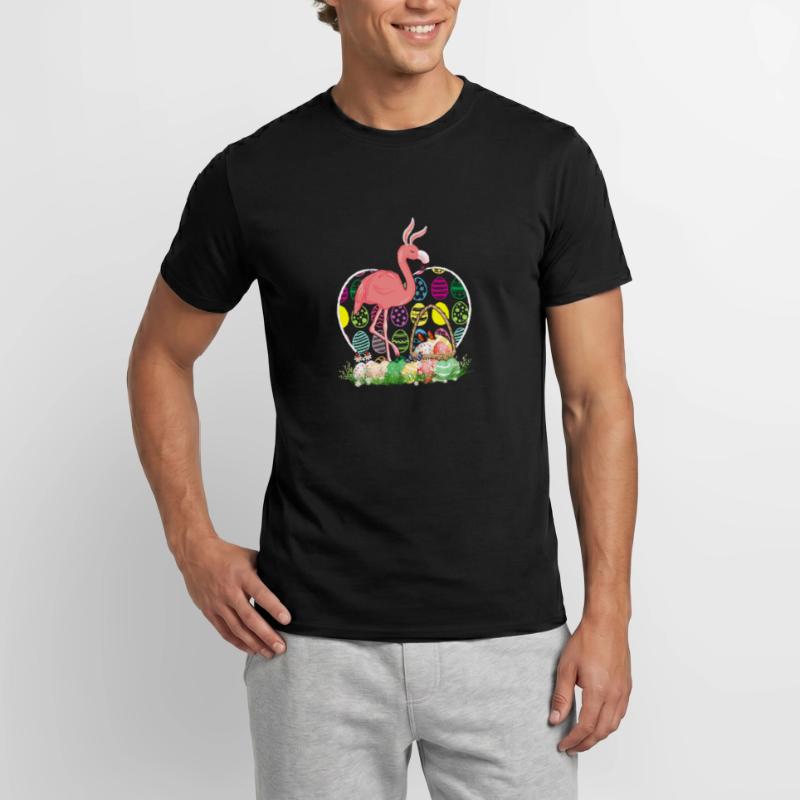 Flamingo Easter Eggs Funny Easter Day Eggs Hunters Men's T-shirt