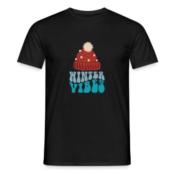 Winter, snow, mountains, xmas, Christmas pattern, - Men's T-Shirt - black - Front - AI Model Male 178 light (178cm)