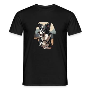 Border Collie Dog - Men's T-Shirt - black - Front - AI Model Male 178 light (178cm)