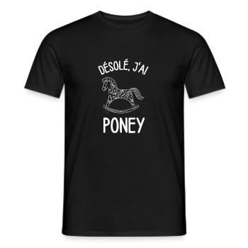 Cheval poney course - T-shirt homme - noir - Devant - AI Model Male 178 light (178cm)
