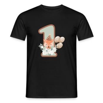 1st Birthday Fox Flowers - Men's T-Shirt - black - Front - AI Model Male 178 light (178cm)