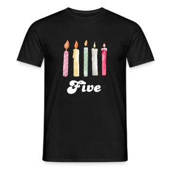 5e anniversaire bougie - T-shirt homme - noir - Devant - AI Model Male 178 light (178cm)