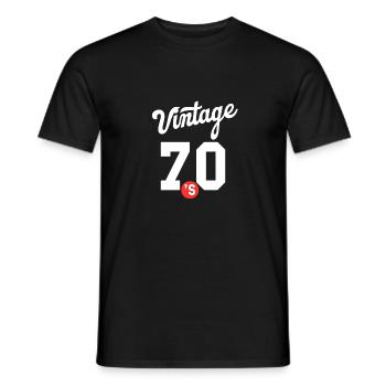 Vintage 70s 1970s - Men's T-Shirt - black - Front - AI Model Male 178 light (178cm)