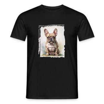 Portrait Bouledogue Français - T-shirt homme - noir - Devant - AI Model Male 178 light (178cm)