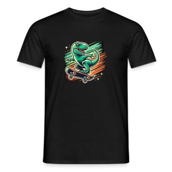 Dino Skater: Extreme T-Rex - Men's T-Shirt - black - Front - AI Model Male 178 light (178cm)