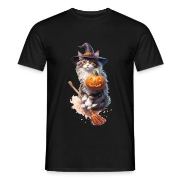 Norwegische Waldkatze - Männer T-Shirt - Schwarz - Vorne - AI Model Male 178 light (178cm)