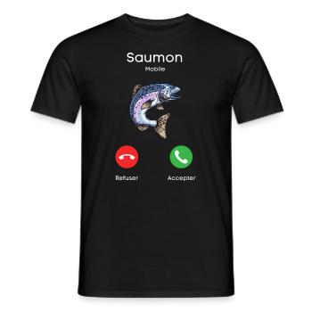 appel de saumon - T-shirt homme - noir - Devant - AI Model Male 178 light (178cm)